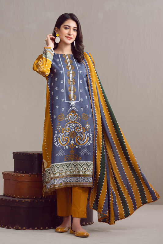 3 PC Unstitched | Khaddar Suit + Cotton Viscose Dupatta