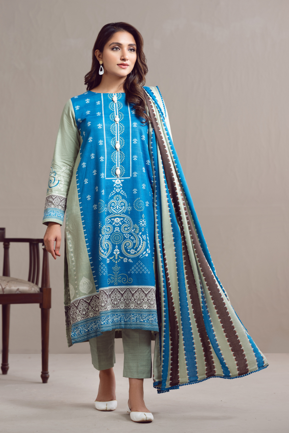 3 PC Unstitched | Khaddar Suit + Cotton Viscose Dupatta