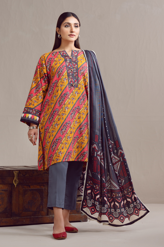 3 PC Unstitched | Khaddar Suit + Cotton Viscose Dupatta