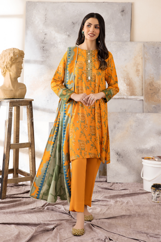 3 PC Unstitched | Karandi Printed Suit