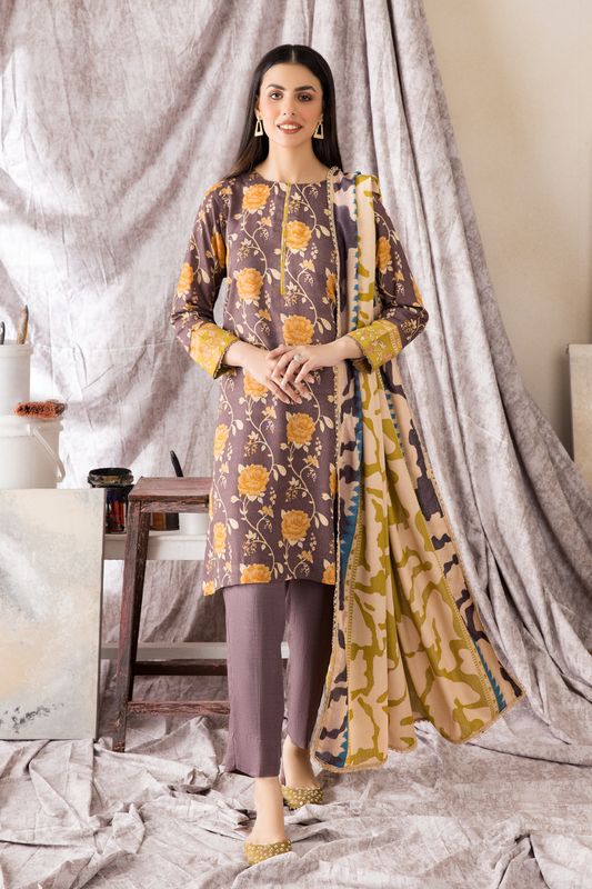 3 PC Unstitched | Karandi Printed Suit