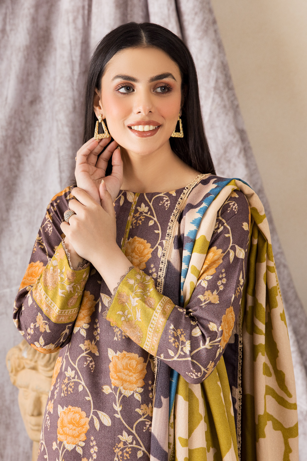 3 PC Unstitched | Karandi Printed Suit
