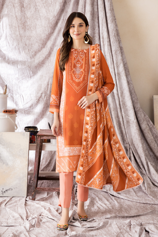 2 PC Unstitched | Printed Karandi Shirt + Dupatta