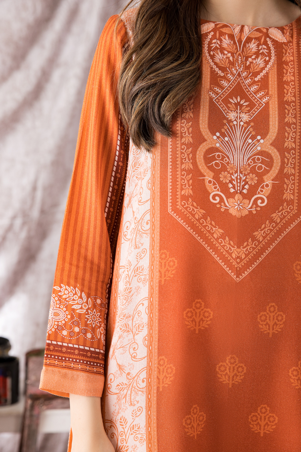 2 PC Unstitched | Printed Karandi Shirt + Dupatta