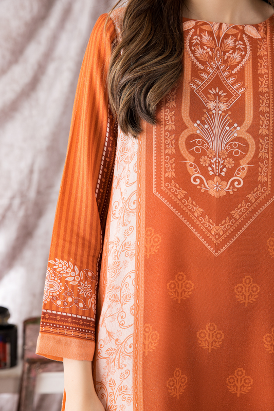 2 PC Unstitched | Printed Karandi Shirt + Dupatta