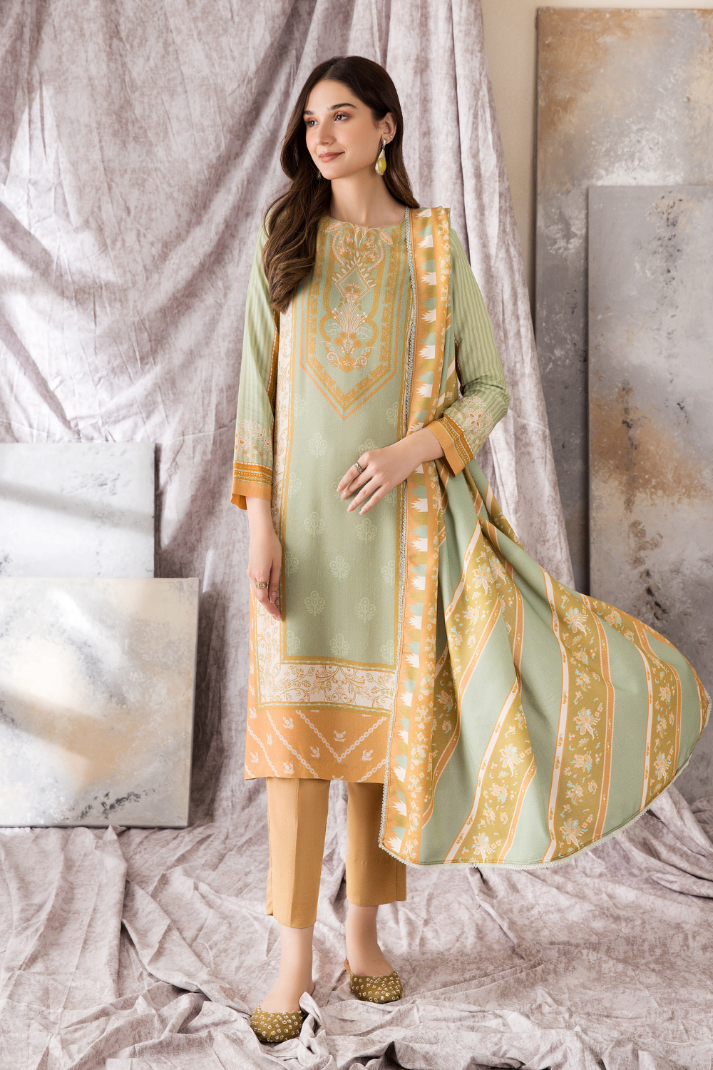 2 PC Unstitched | Printed Karandi Shirt + Dupatta