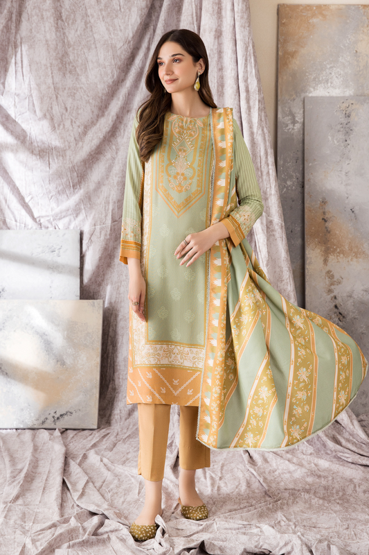 2 PC Unstitched | Printed Karandi Shirt + Dupatta