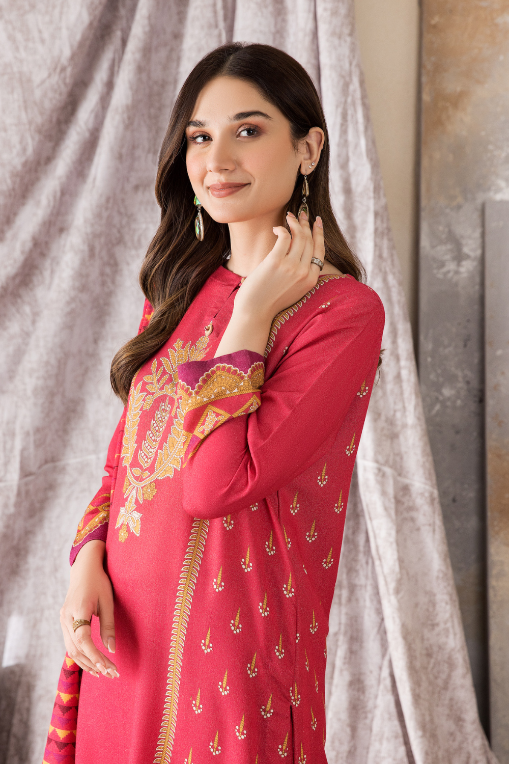 2 PC Unstitched | Printed Karandi Shirt + Dupatta