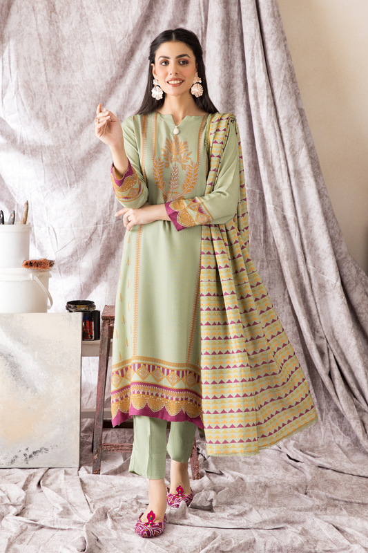 2 PC Unstitched | Printed Karandi Shirt + Dupatta