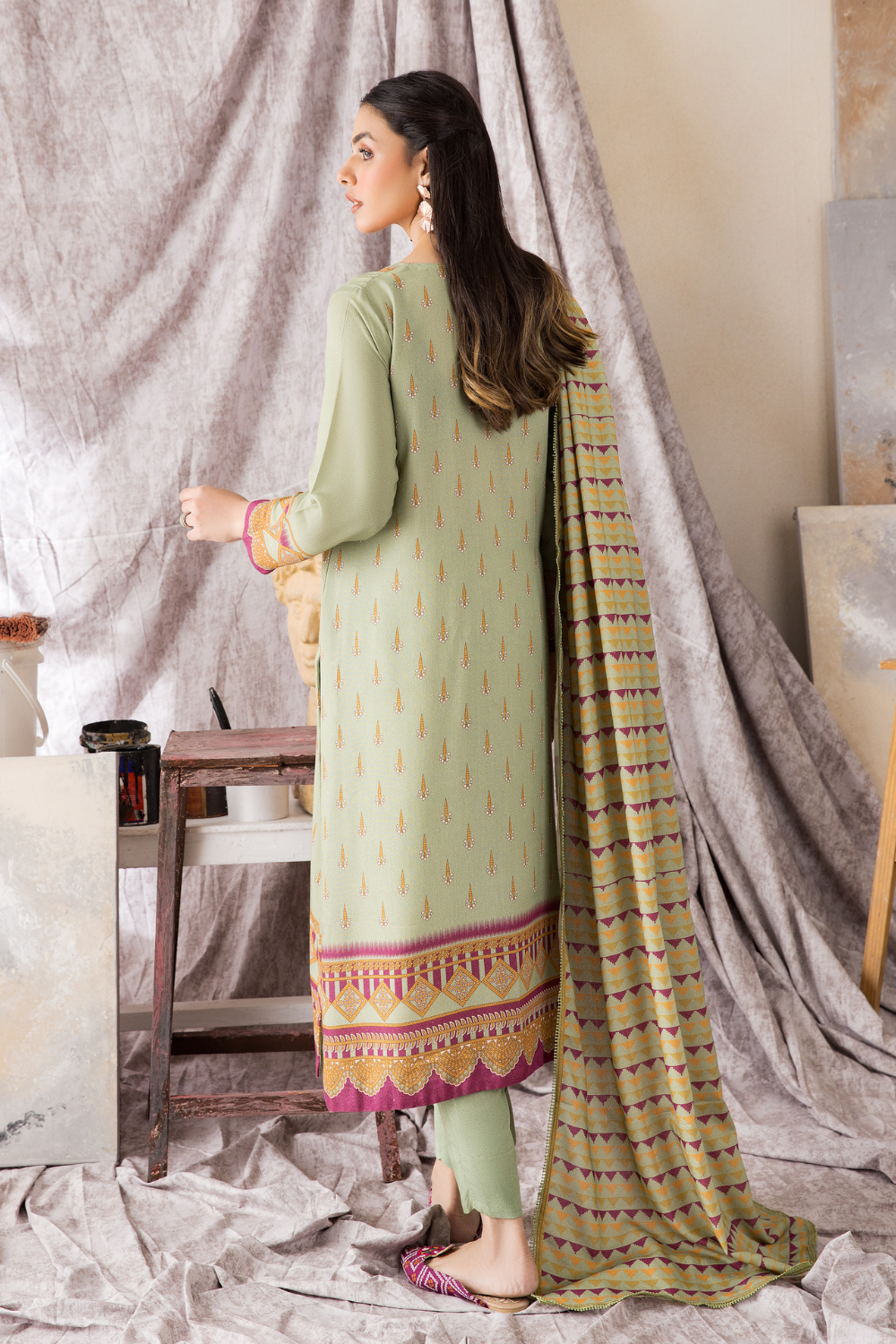 2 PC Unstitched | Printed Karandi Shirt + Dupatta