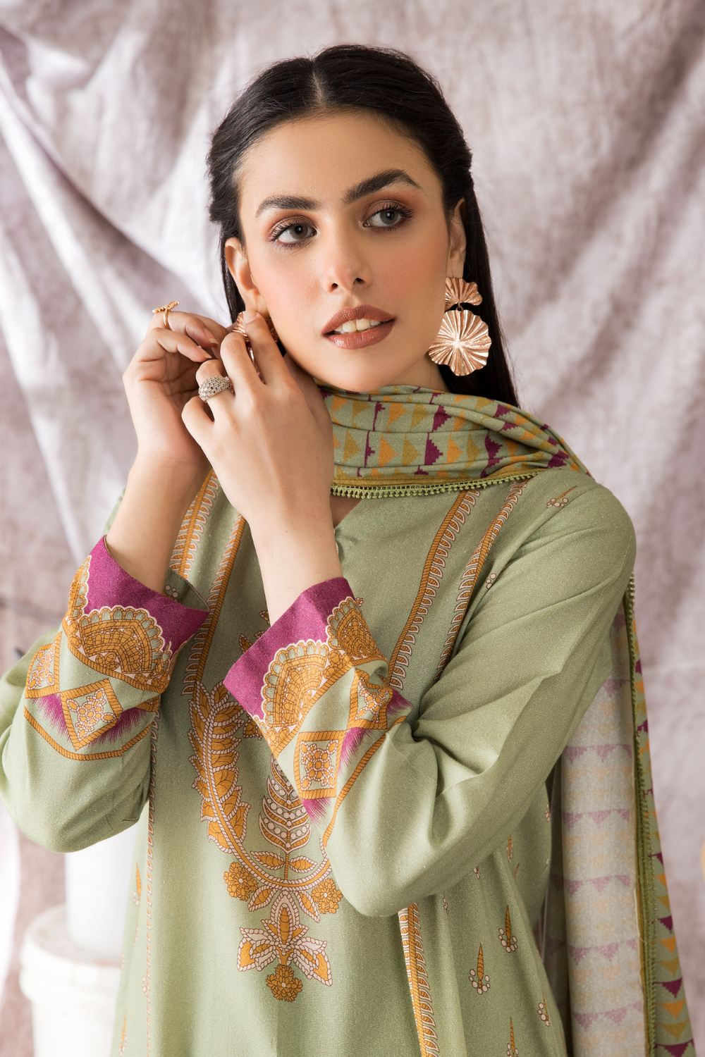 2 PC Unstitched | Printed Karandi Shirt + Dupatta