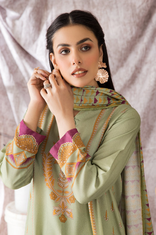 2 PC Unstitched | Printed Karandi Shirt + Dupatta