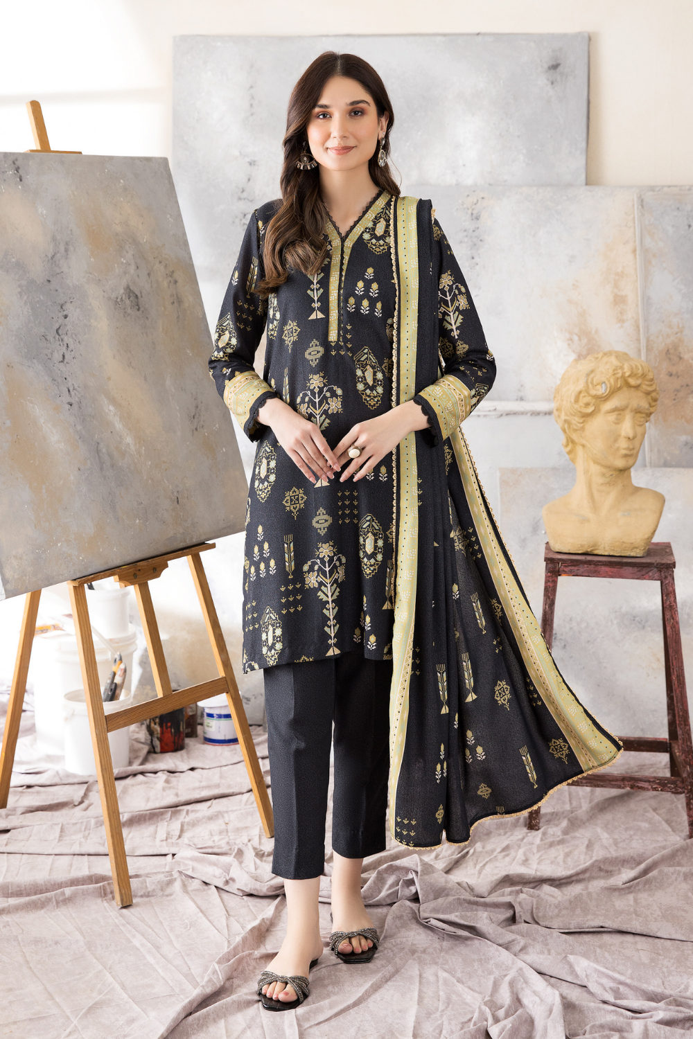 3 PC Unstitched | Karandi Printed Suit