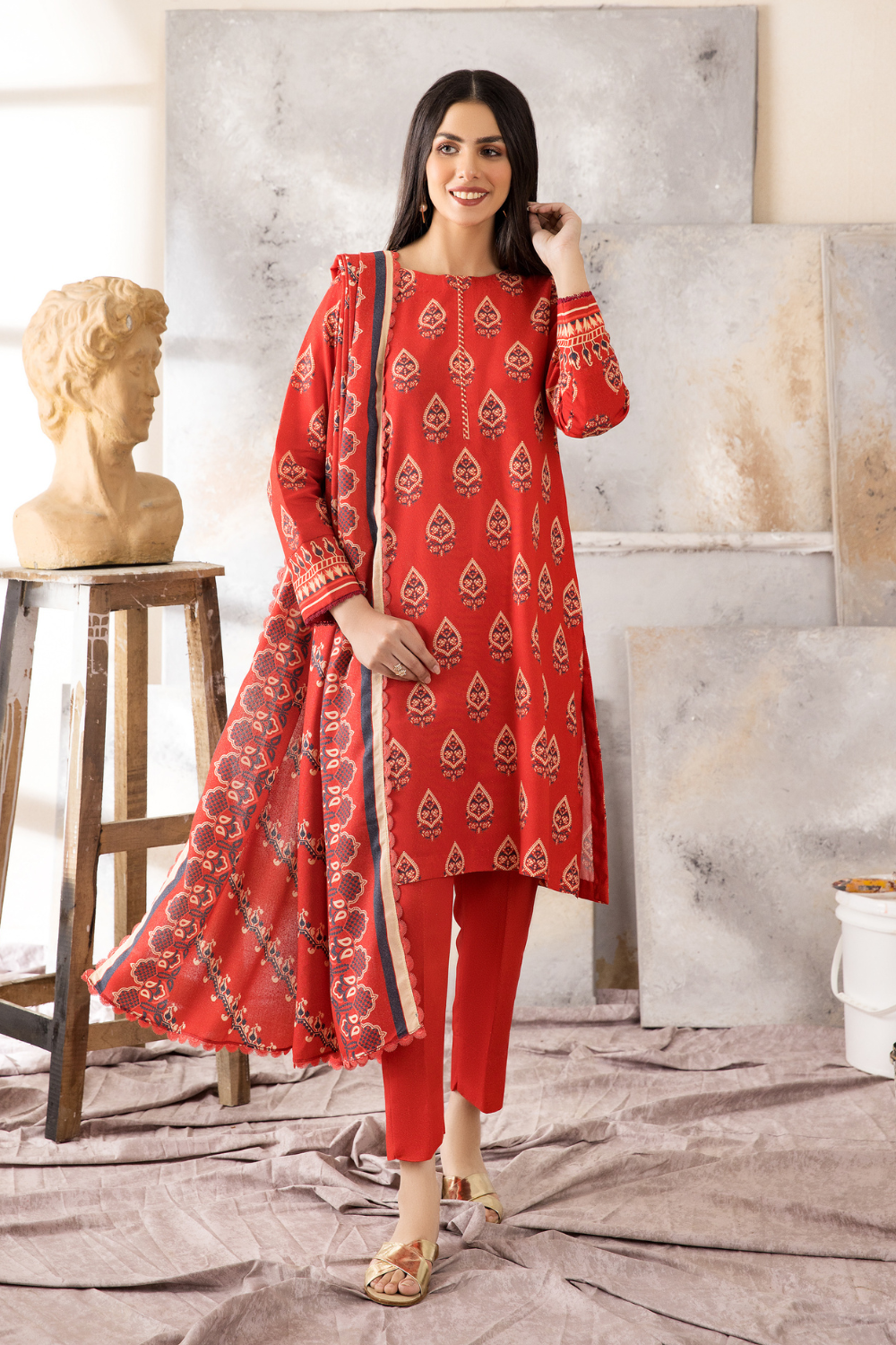 3 PC Unstitched | Karandi Printed Suit