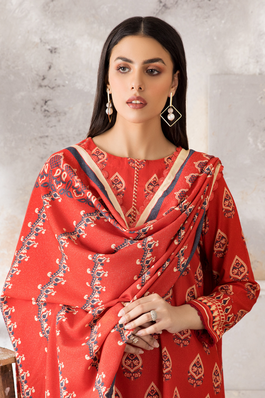 3 PC Unstitched | Karandi Printed Suit