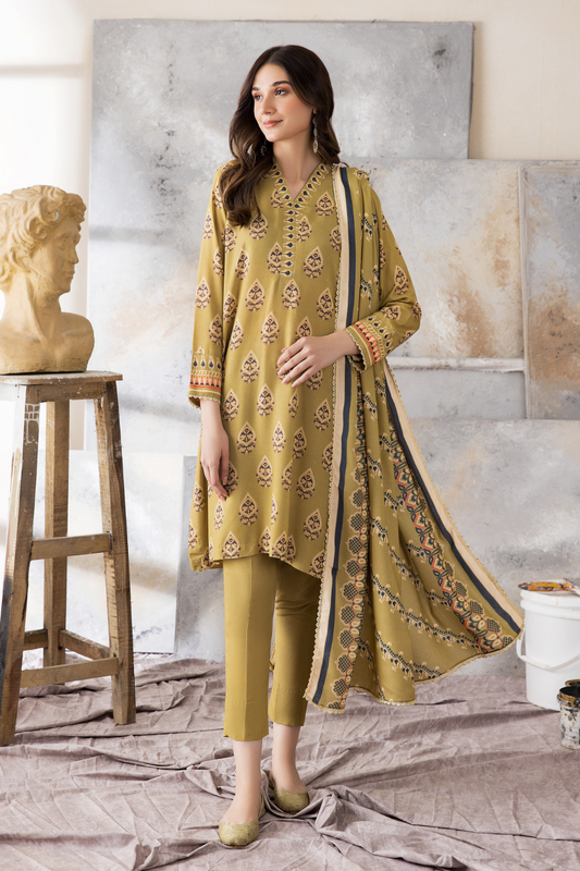 3 PC Unstitched | Karandi Printed Suit