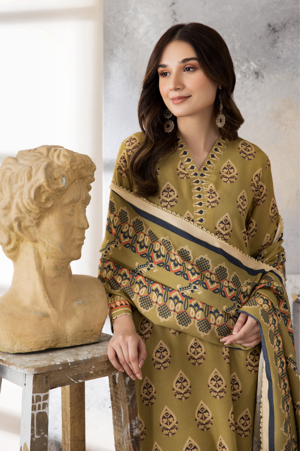 3 PC Unstitched | Karandi Printed Suit