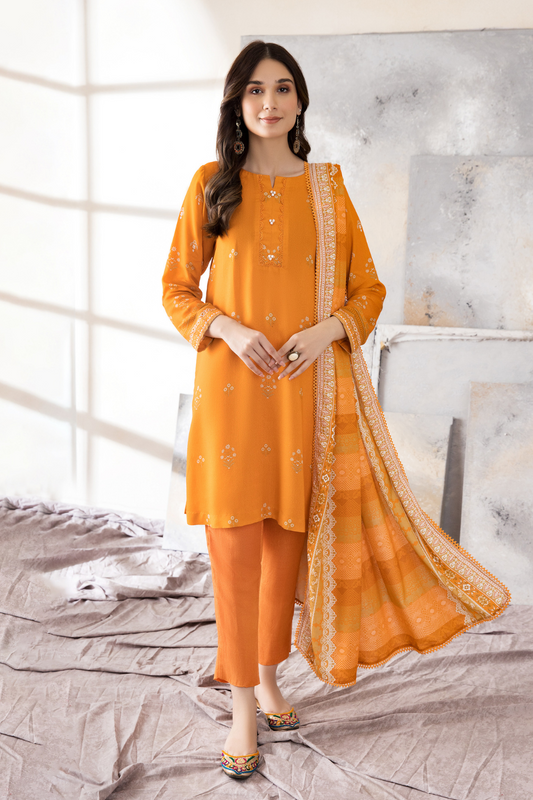 2 PC Unstitched | Printed Karandi Shirt + Dupatta