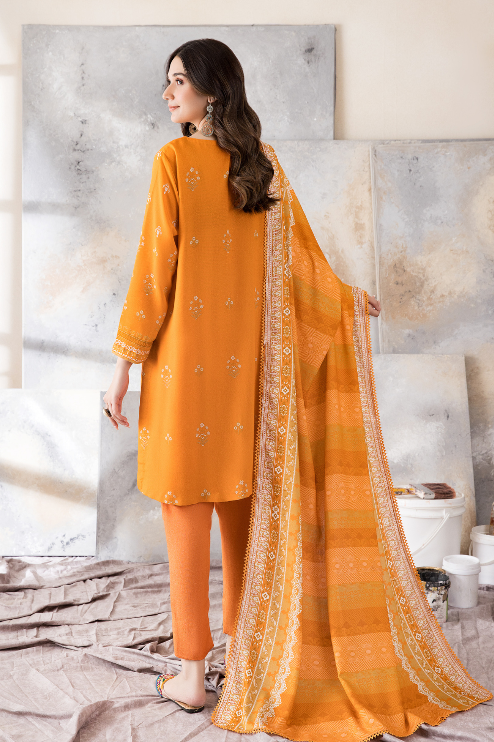 2 PC Unstitched | Printed Karandi Shirt + Dupatta