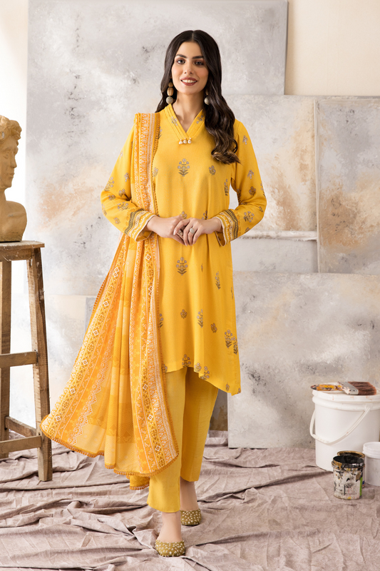 2 PC Unstitched | Printed Karandi Shirt + Dupatta