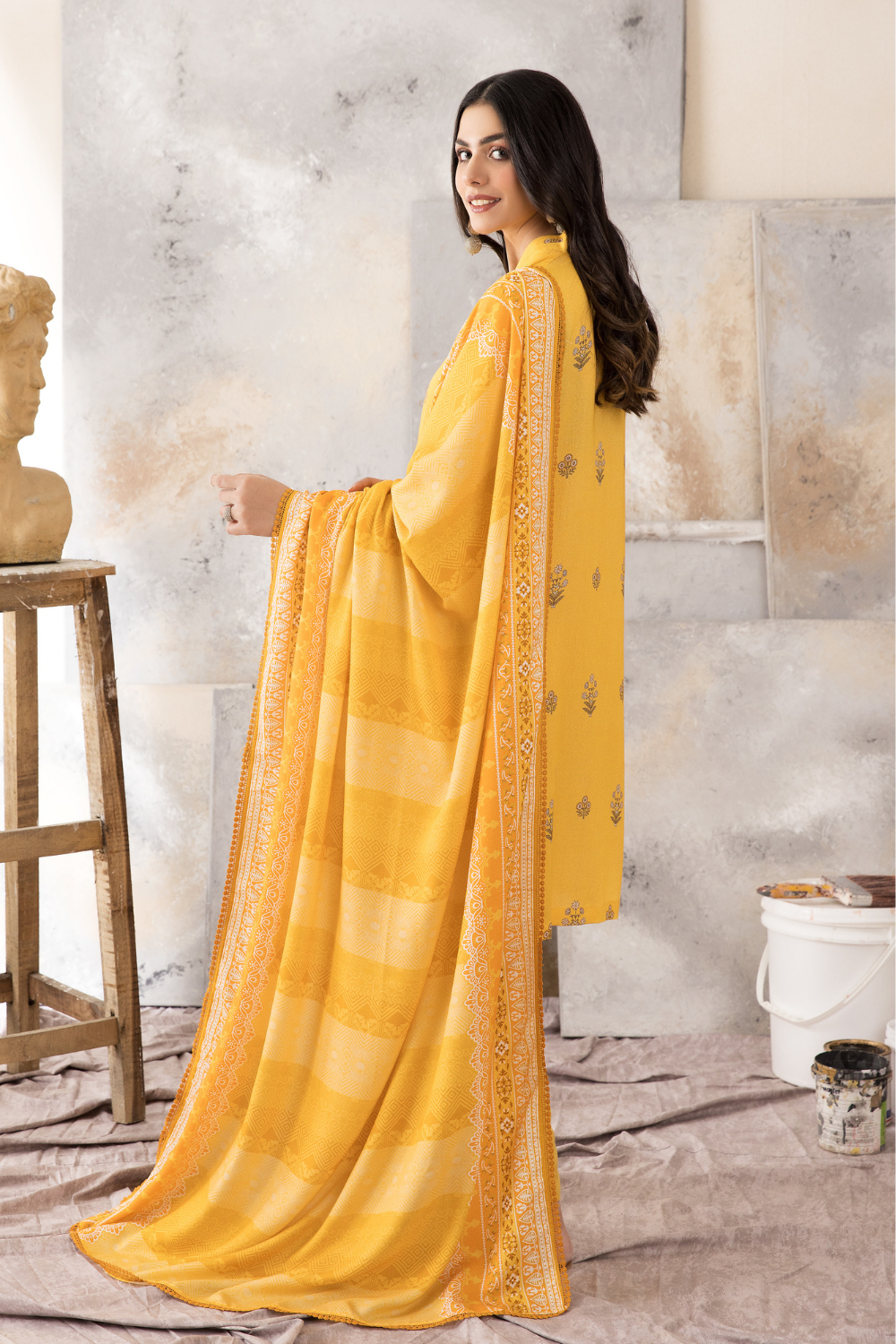 2 PC Unstitched | Printed Karandi Shirt + Dupatta