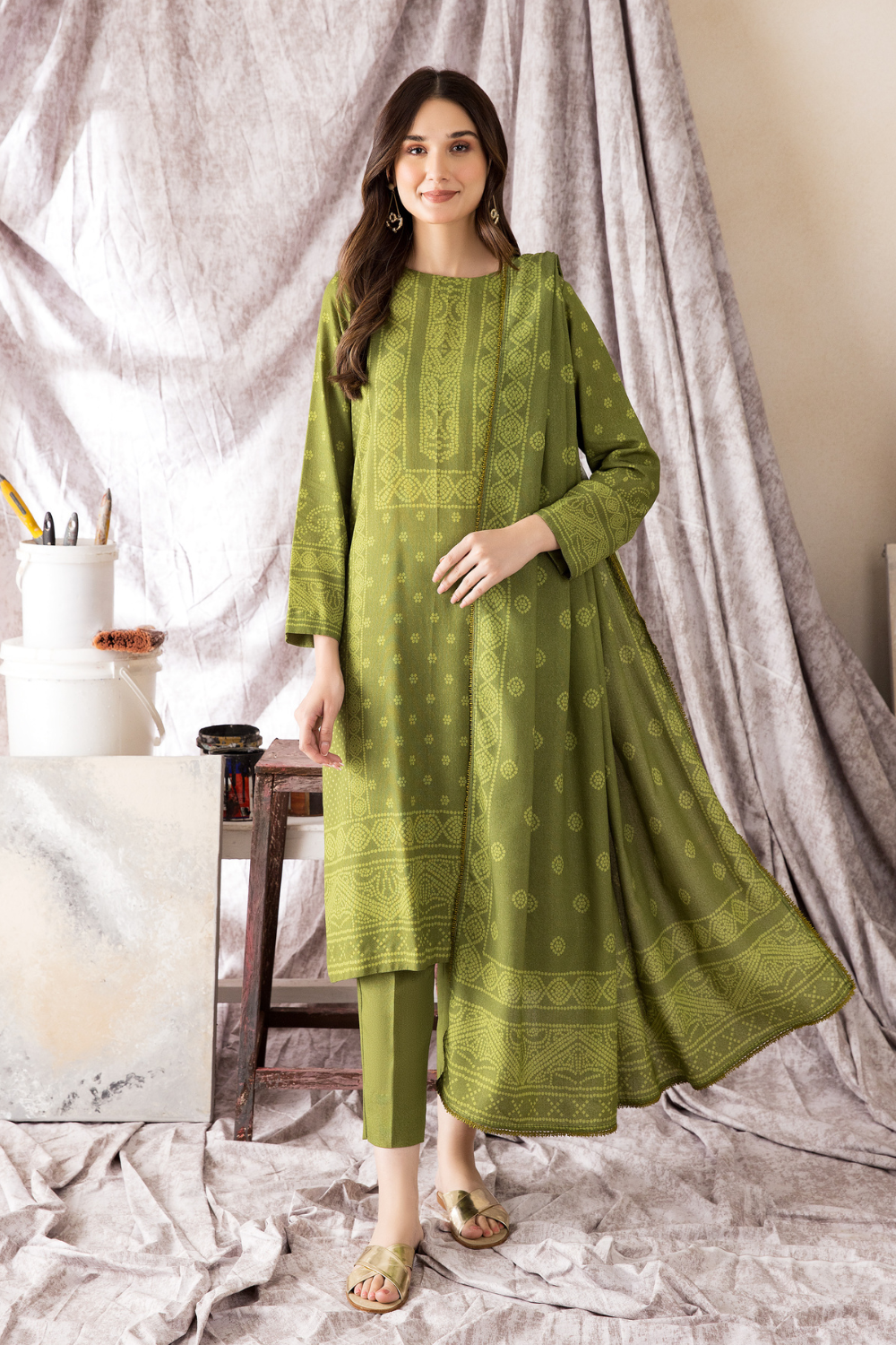2 PC Unstitched | Printed Karandi Shirt + Dupatta