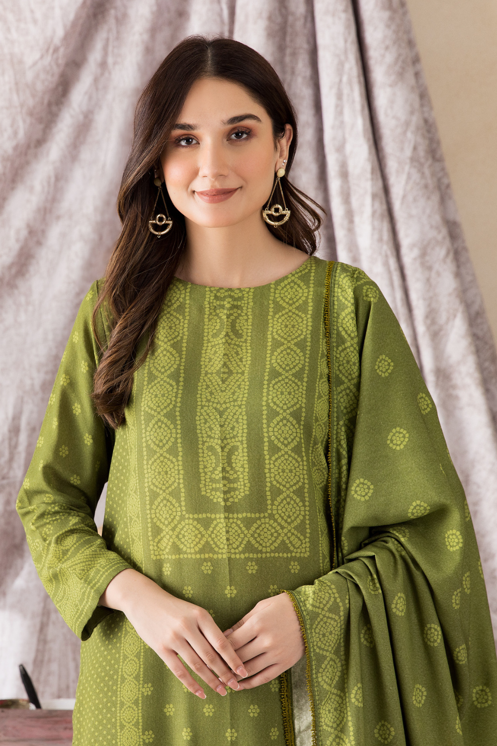 2 PC Unstitched | Printed Karandi Shirt + Dupatta