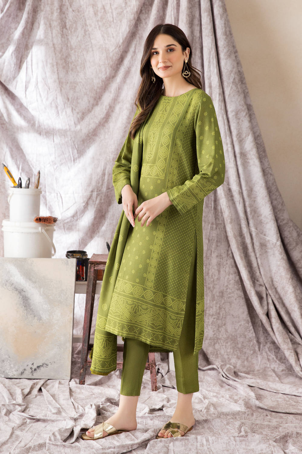 2 PC Unstitched | Printed Karandi Shirt + Dupatta