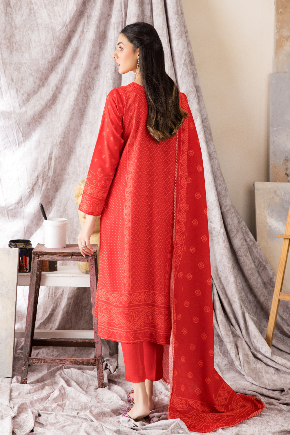2 PC Unstitched | Printed Karandi Shirt + Dupatta