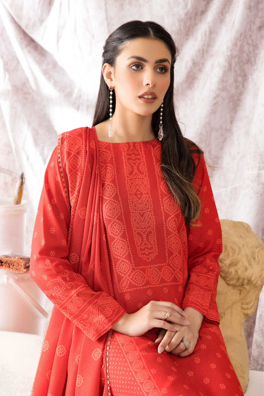 2 PC Unstitched | Printed Karandi Shirt + Dupatta