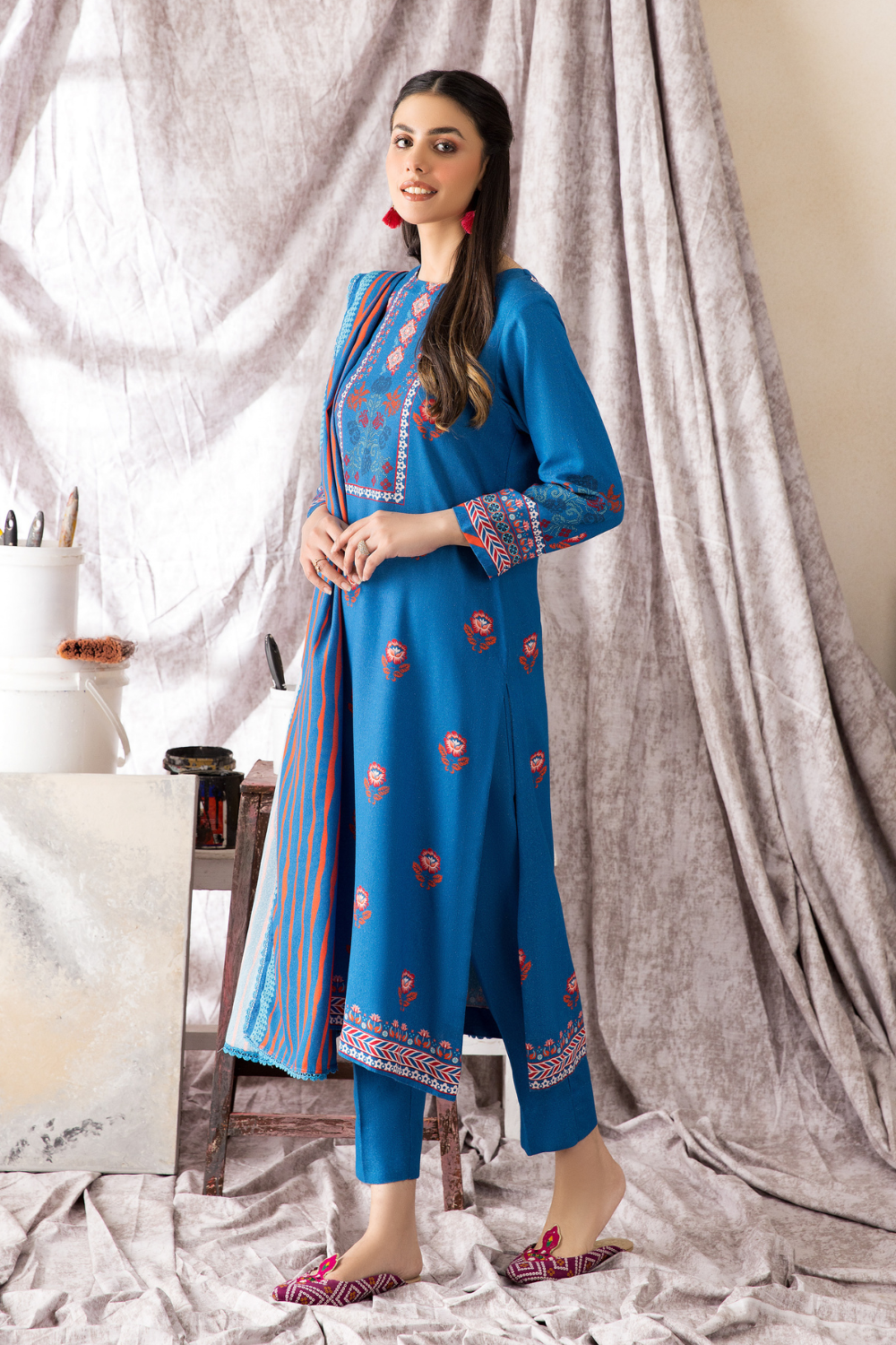 2 PC Unstitched | Printed Karandi Shirt + Dupatta