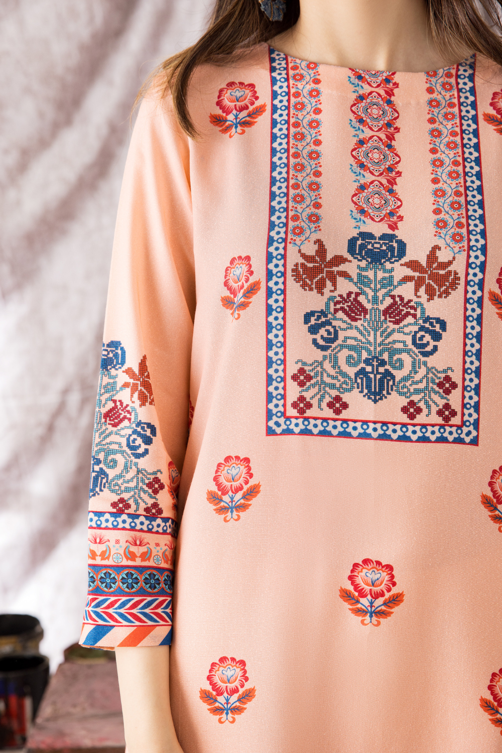 2 PC Unstitched | Printed Karandi Shirt + Dupatta
