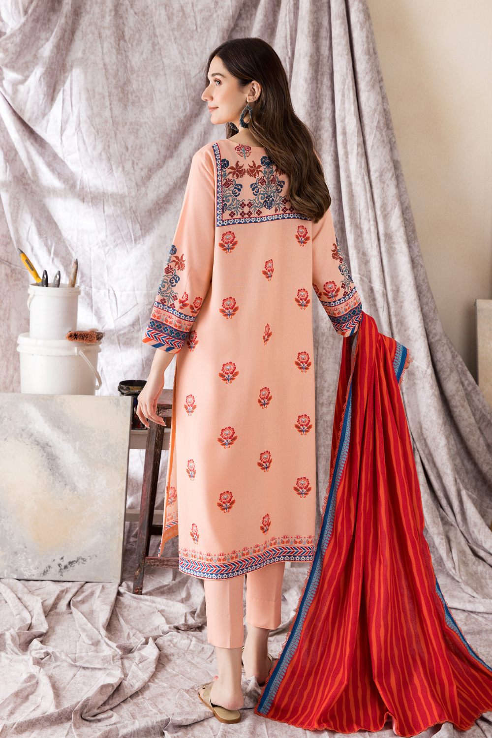 2 PC Unstitched | Printed Karandi Shirt + Dupatta