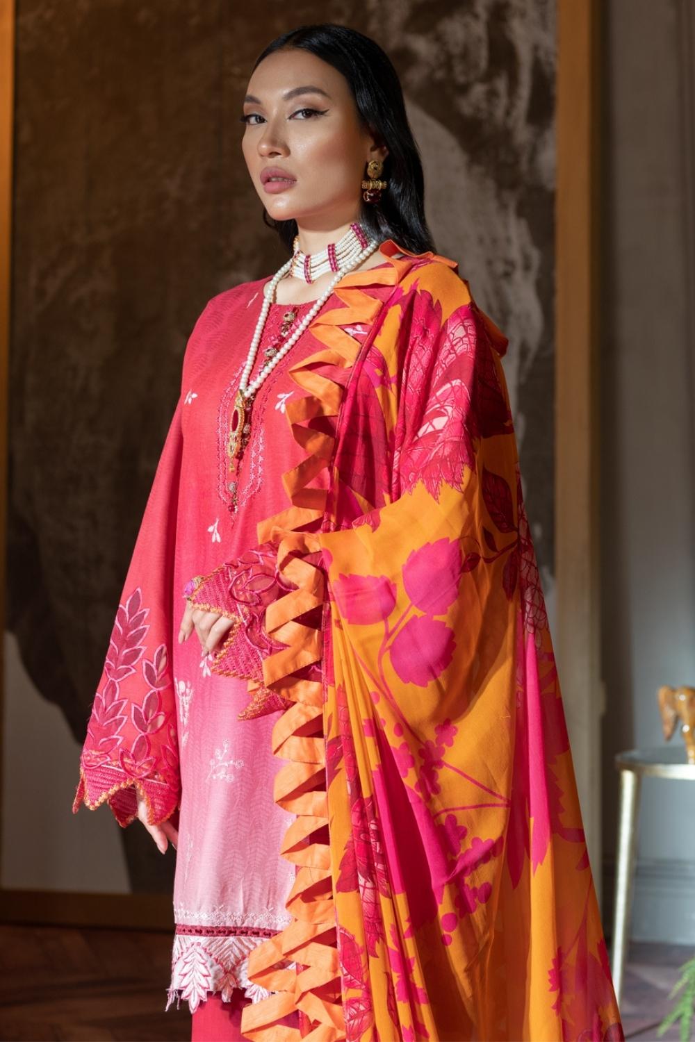 3 PC Unstitched | Jacquard Embroidered Shirt + Chiffon Dupatta