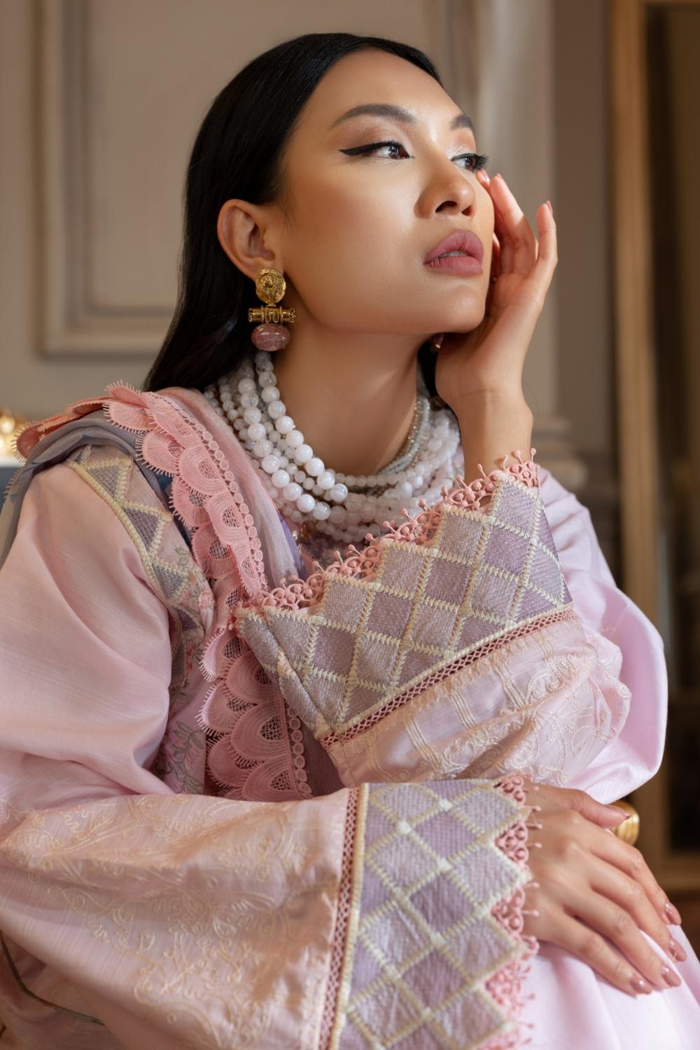 3 PC Unstitched | Emboridered Shirt + Chiffon Digital Printed Dupatta + Cambric Dyed Trouser