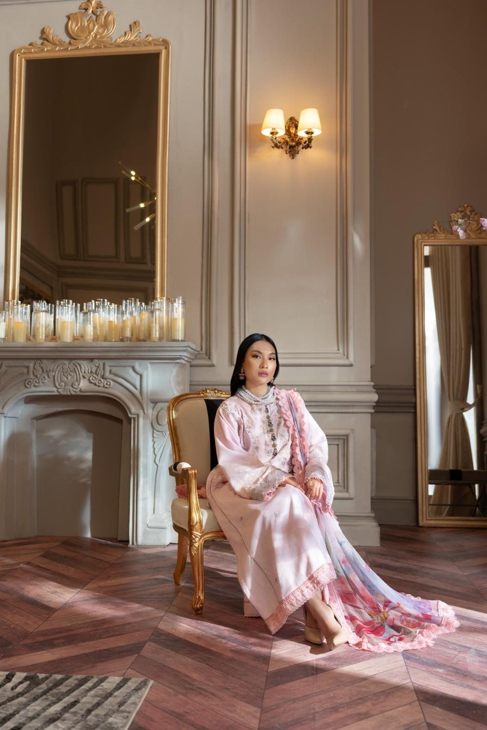 3 PC Unstitched | Emboridered Shirt + Chiffon Digital Printed Dupatta + Cambric Dyed Trouser