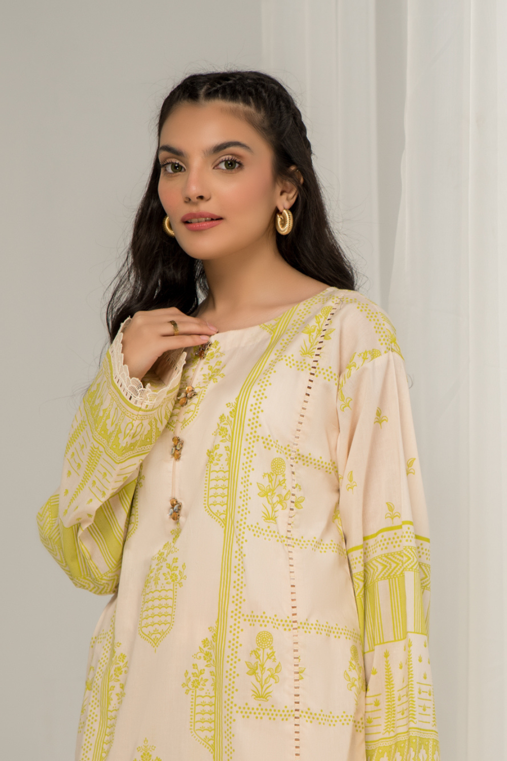 1 PC Unstitched |  Printed Lawn Shirt