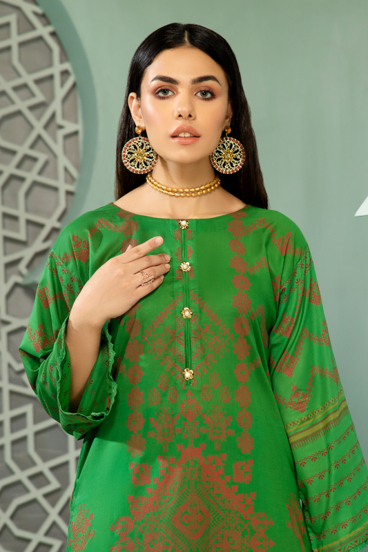 2 PC Unstitched |  Printed Lawn Shirt +  Cambric Trouser