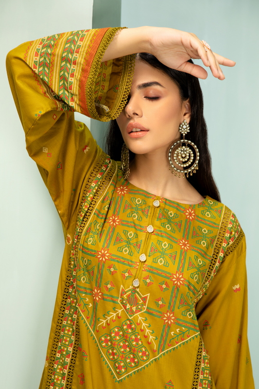 2 PC Unstitched |  Printed Lawn Shirt +  Cambric Trouser