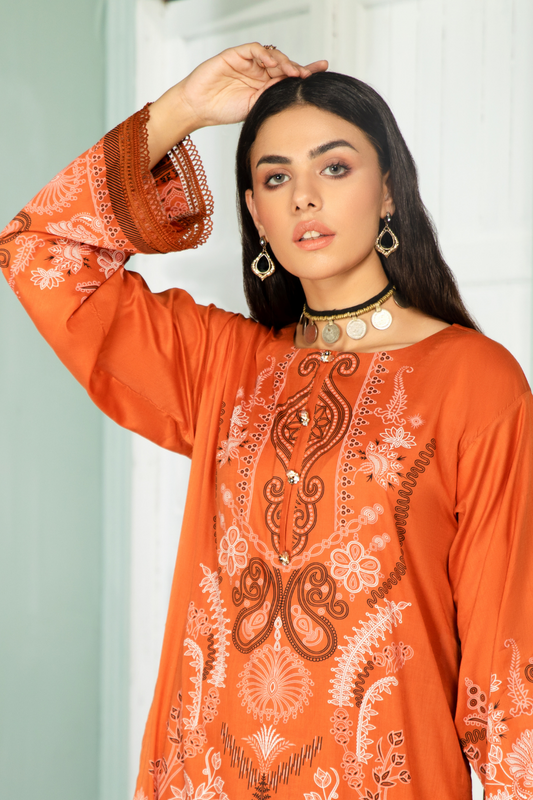 2 PC Unstitched |  Printed Lawn Shirt +  Cambric Trouser