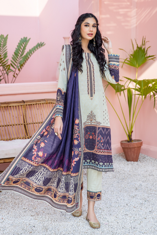 3 PC Unstitched | Printed Khaddar Suit