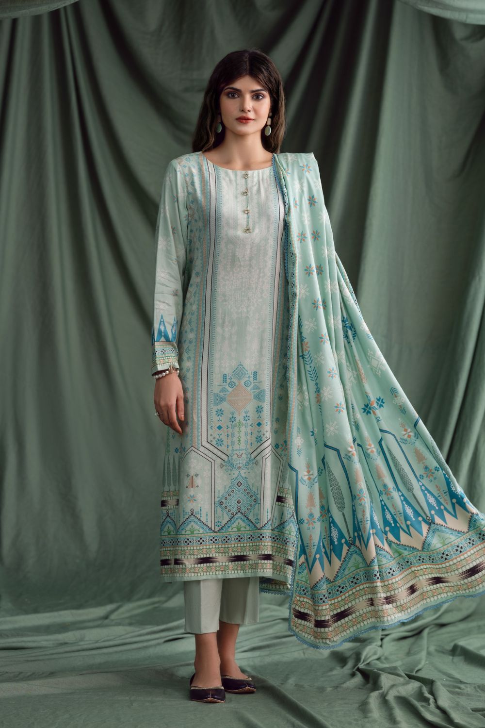 3PC Unstitched | Printed Linen Suit