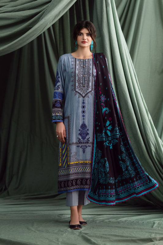 3PC Unstitched | Printed Linen Suit