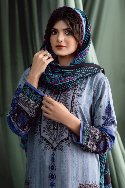 3PC Unstitched | Printed Linen Suit