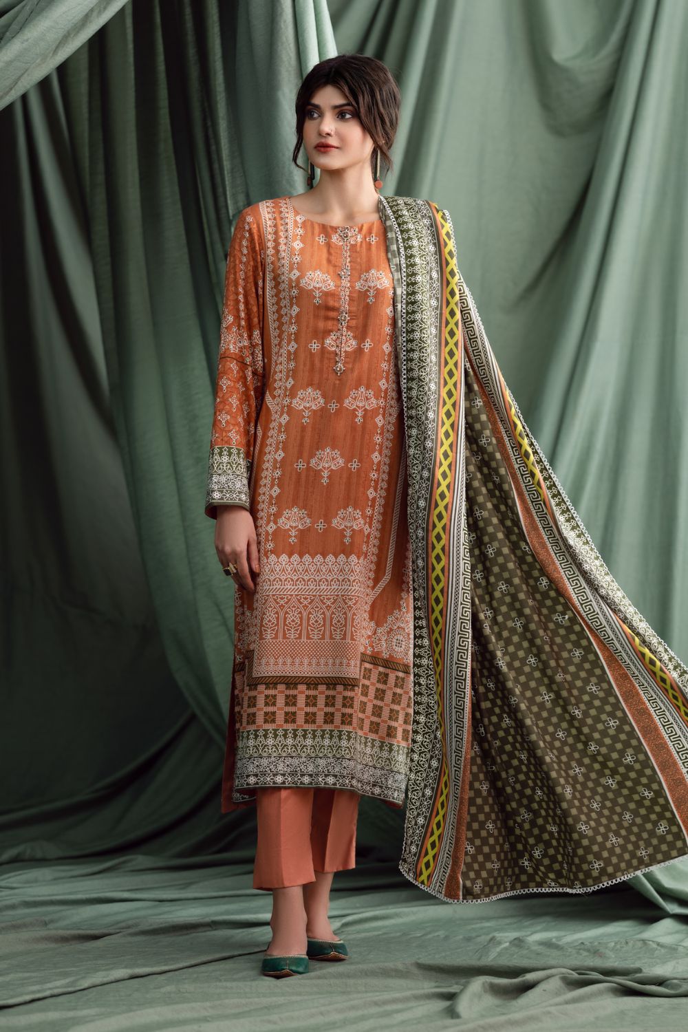 3PC Unstitched | Printed Linen Suit