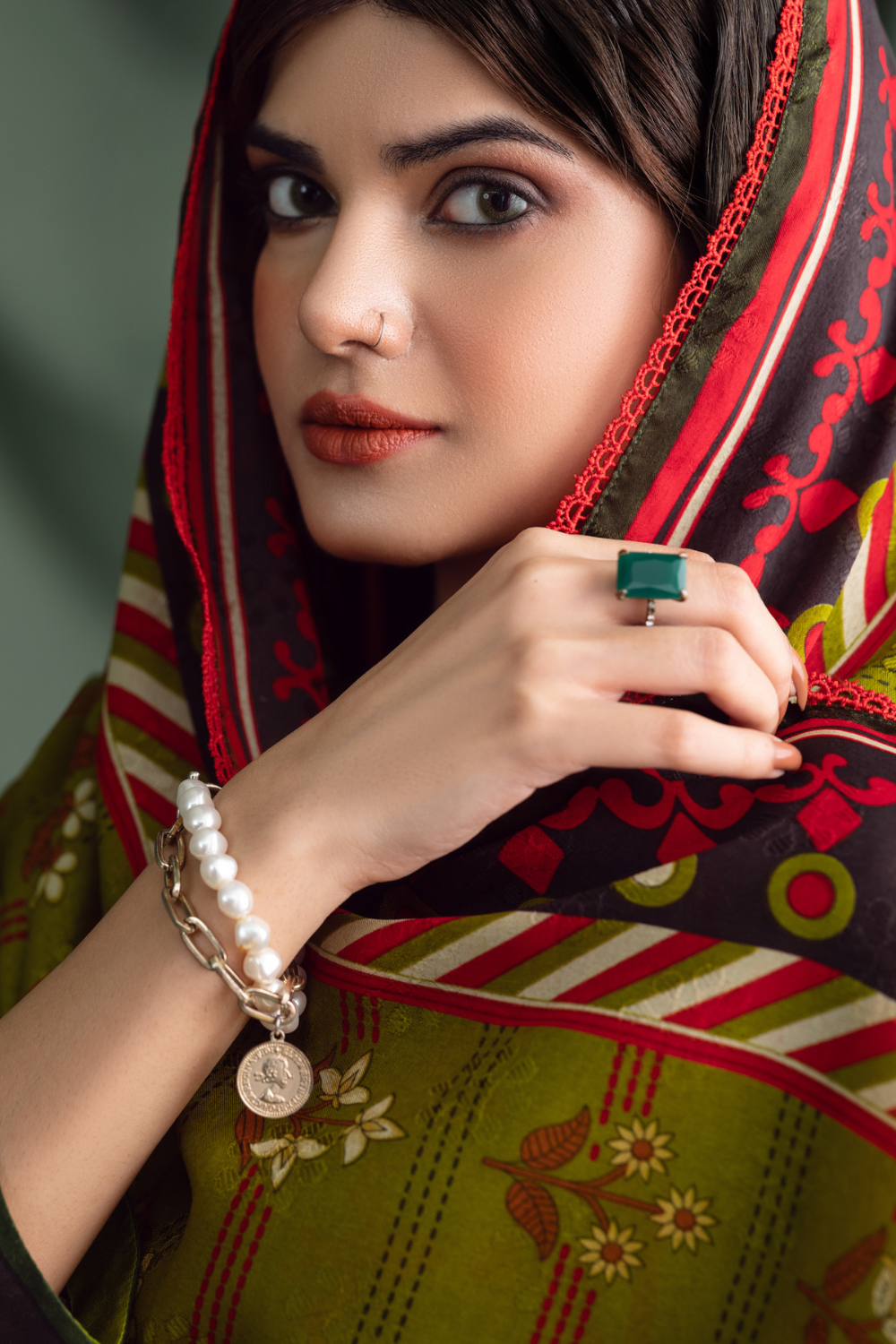 3PC Unstitched | Printed Linen Suit | Jacquard Dupatta