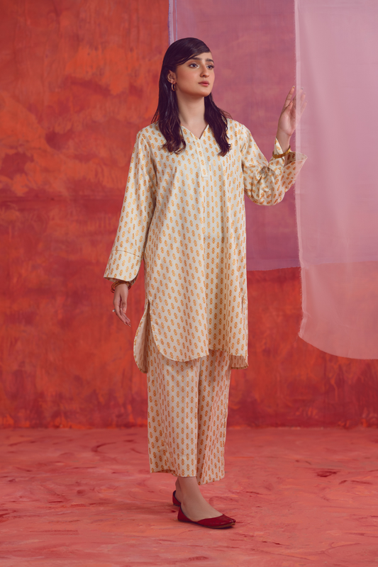 2 PC Unstitched | Printed Linen Shirt +  Trouser