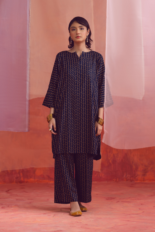 2 PC Unstitched | Printed Linen Shirt +  Trouser