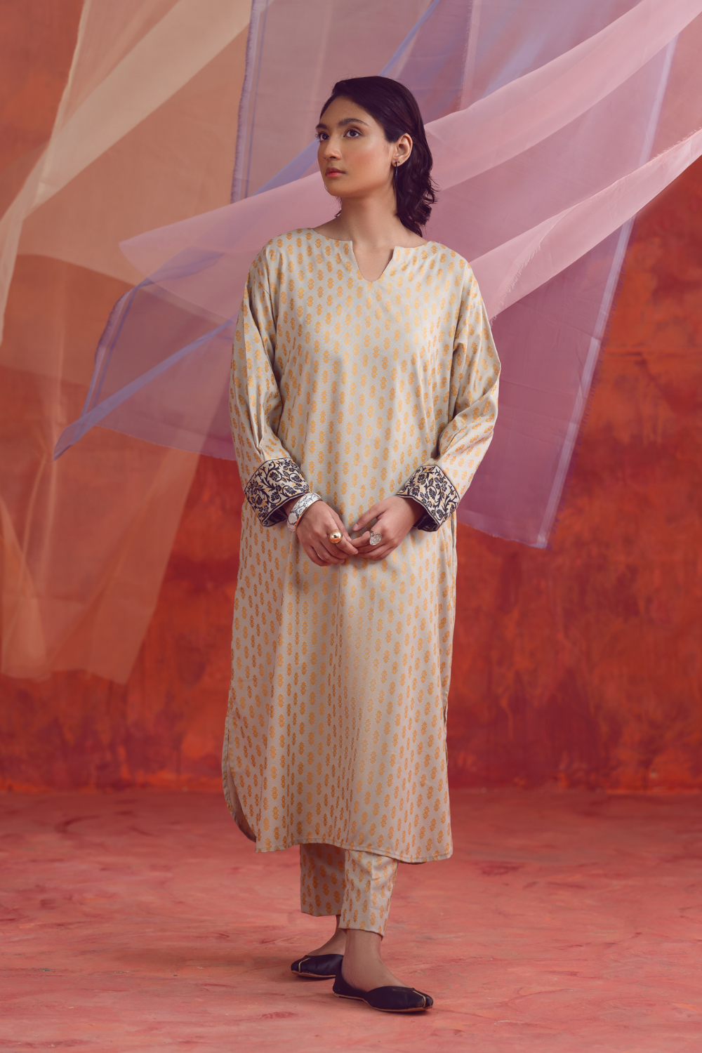 2 PC Unstitched | Printed Linen Shirt +  Trouser