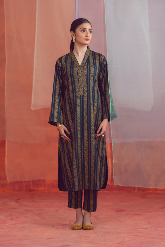 2 PC Unstitched | Printed Linen Shirt +  Trouser